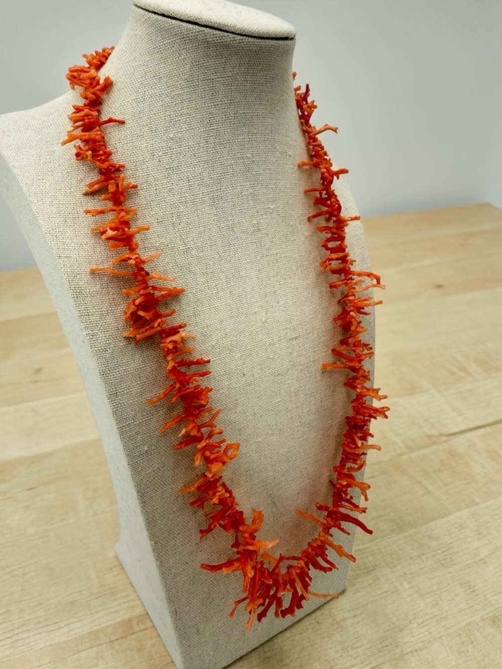 Vintage Angel Skin Branch Coral Necklace 22” Salmon Gold Hidden Clasp Boho Lux - Picture 6 of 17